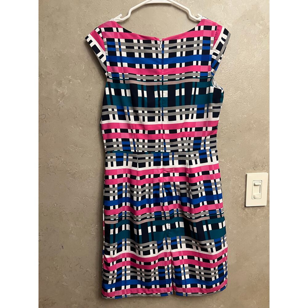 Banana Republic Multicolor Geometric Plaid Print Sleeveless Sheath Dress Size 6 - Picture 7 of 9